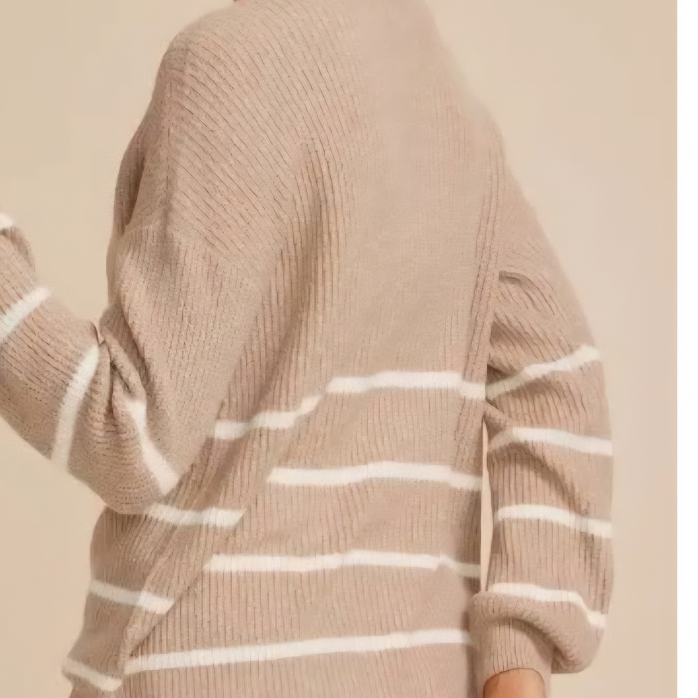 Maurices V-Neck Sweater - Taupe and White - Picture 2 of 3